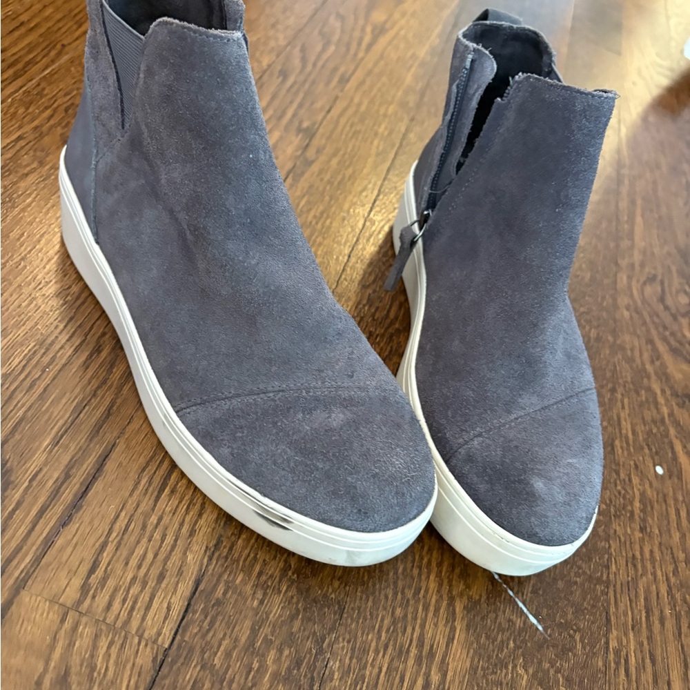Toms Charcoal Suede Ankle Booties
